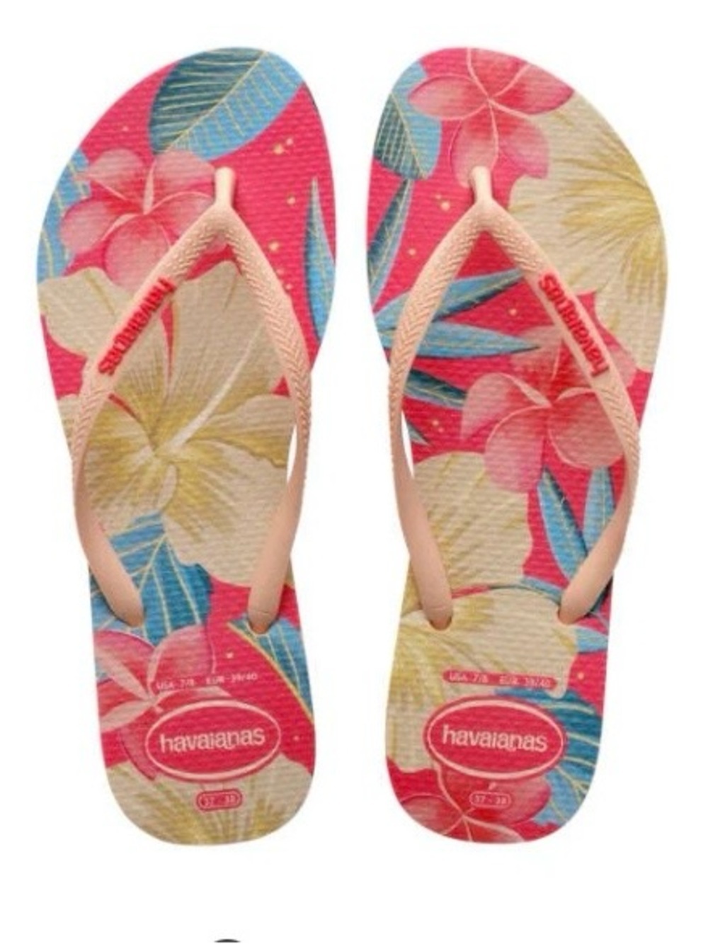 Havaianas Womens Slim Floral
Sandal Pink Pink Thong Flip Flop Size 11/12 NEW